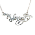 Honey Necklace - High Quality, Affordable, Endearment Nickname Necklace - Available in Gold and Silver - Made in USA - Brevity Jewelry