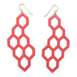 Honeycomb Earrings - High Quality, Affordable, Geometric Earrings - Available in Black and White Acrylic, Gold, Silver, and Limited Edition Coral Powdercoat Finish - Made in USA - Brevity Jewelry