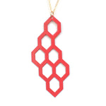 Honeycomb Necklace - High Quality, Affordable, Geometric Necklace - Available in Black and White Acrylic, Gold, Silver, and Limited Edition Coral Powdercoat Finish - Made in USA - Brevity Jewelry