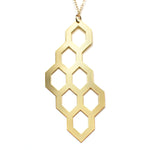 Honeycomb Necklace - High Quality, Affordable, Geometric Necklace - Available in Black and White Acrylic, Gold, Silver, and Limited Edition Coral Powdercoat Finish - Made in USA - Brevity Jewelry