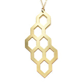 Honeycomb Necklace - High Quality, Affordable, Geometric Necklace - Available in Black and White Acrylic, Gold, Silver, and Limited Edition Coral Powdercoat Finish - Made in USA - Brevity Jewelry