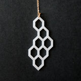Honeycomb Necklace - High Quality, Affordable, Geometric Necklace - Available in Black and White Acrylic, Gold, Silver, and Limited Edition Coral Powdercoat Finish - Made in USA - Brevity Jewelry