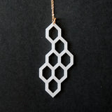 Honeycomb Necklace - High Quality, Affordable, Geometric Necklace - Available in Black and White Acrylic, Gold, Silver, and Limited Edition Coral Powdercoat Finish - Made in USA - Brevity Jewelry