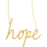 Hope Necklace - High Quality, Affordable, Hand Written, Self Love, Mantra Word Necklace - Available in Gold and Silver - Small and Large Sizes - Made in USA - Brevity Jewelry