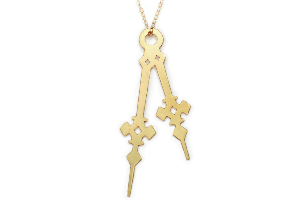 Horo 10 Necklace - High Quality, Affordable Necklace - Classic and Elegant - Clock Hand Design - Available in Gold and Silver - Made in USA - Brevity Jewelry