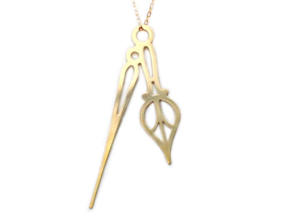 Horo 2 Necklace - High Quality, Affordable Necklace - Classic and Elegant - Clock Hand Design - Available in Gold and Silver - Made in USA - Brevity Jewelry