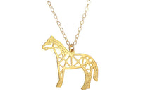 Horse Necklace - Wireframe Origami - High Quality, Affordable Necklace - Available in Gold and Silver - Made in USA - Brevity Jewelry