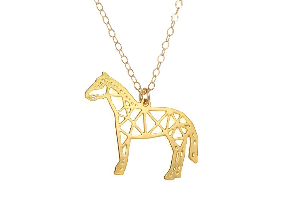 Horse Necklace - Wireframe Origami - High Quality, Affordable Necklace - Available in Gold and Silver - Made in USA - Brevity Jewelry