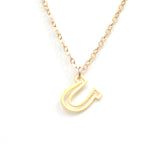 Lucky Horseshoe Necklace - Hand Drawn By a Calligrapher - High Quality, Affordable Necklace - Available in Gold and Silver - Made in USA - Brevity Jewelry
