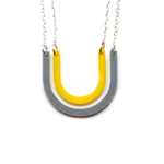 Horseshoes Necklace - Affordable Acrylic Necklace - Yellow, Blue or Gray - Silver Chain - Made in USA - Brevity Jewelry
