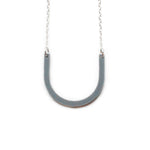 Large Horseshoe Necklace - Affordable Acrylic Necklace - Yellow, Blue or Gray - Silver Chain - Made in USA - Brevity Jewelry
