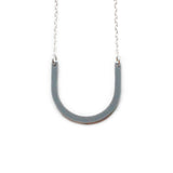 Large Horseshoe Necklace - Affordable Acrylic Necklace - Yellow, Blue or Gray - Silver Chain - Made in USA - Brevity Jewelry