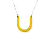 Medium Horseshoe Necklace - Affordable Acrylic Necklace - Yellow, Blue or Gray - Silver Chain - Made in USA - Brevity Jewelry