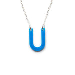 Small Horseshoe Necklace - Affordable Acrylic Necklace - Yellow, Blue or Gray - Silver Chain - Made in USA - Brevity Jewelry