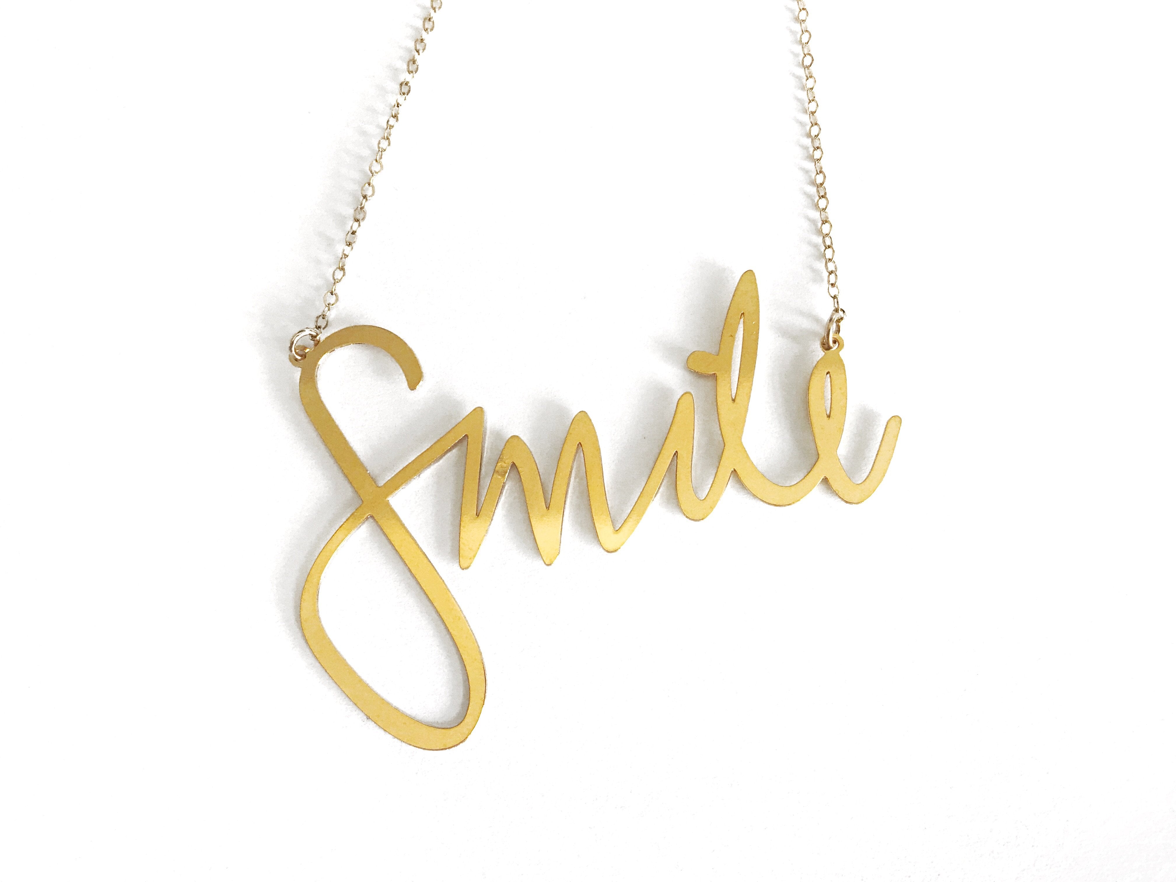 Smile - Large Necklace - Brevity Jewelry - Made in USA - Affordable Gold and Silver Jewelry