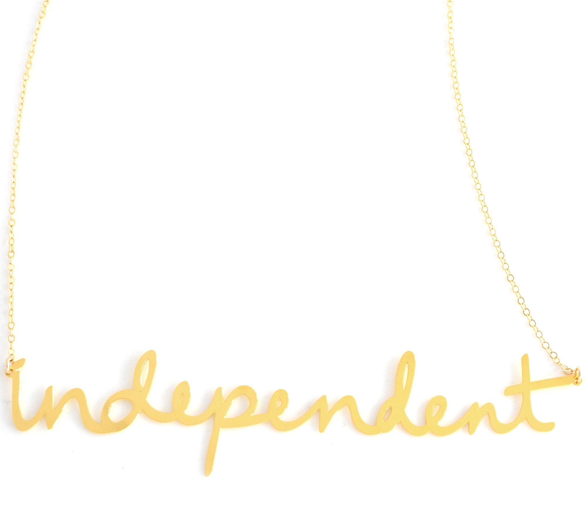 Independent Necklace - High Quality, Affordable, Hand Written, Empowering, Self Love, Mantra Word Necklace - Available in Gold and Silver - Small and Large Sizes - Made in USA - Brevity Jewelry