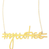No More Injustice Necklace - High Quality, Affordable, Hand Written, Empowering, Self Love, Mantra Word Necklace - Available in Gold and Silver - Small and Large Sizes - Made in USA - Brevity Jewelry