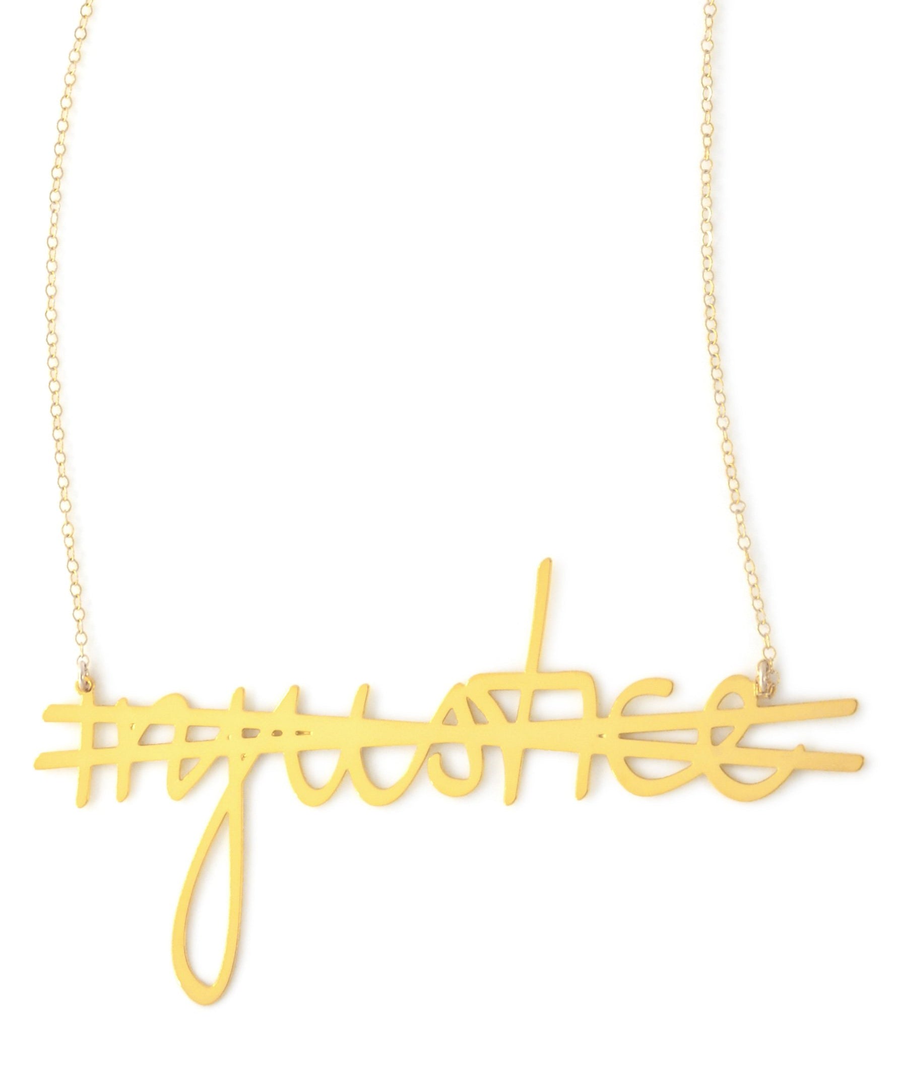 No More Injustice Necklace - High Quality, Affordable, Hand Written, Empowering, Self Love, Mantra Word Necklace - Available in Gold and Silver - Small and Large Sizes - Made in USA - Brevity Jewelry