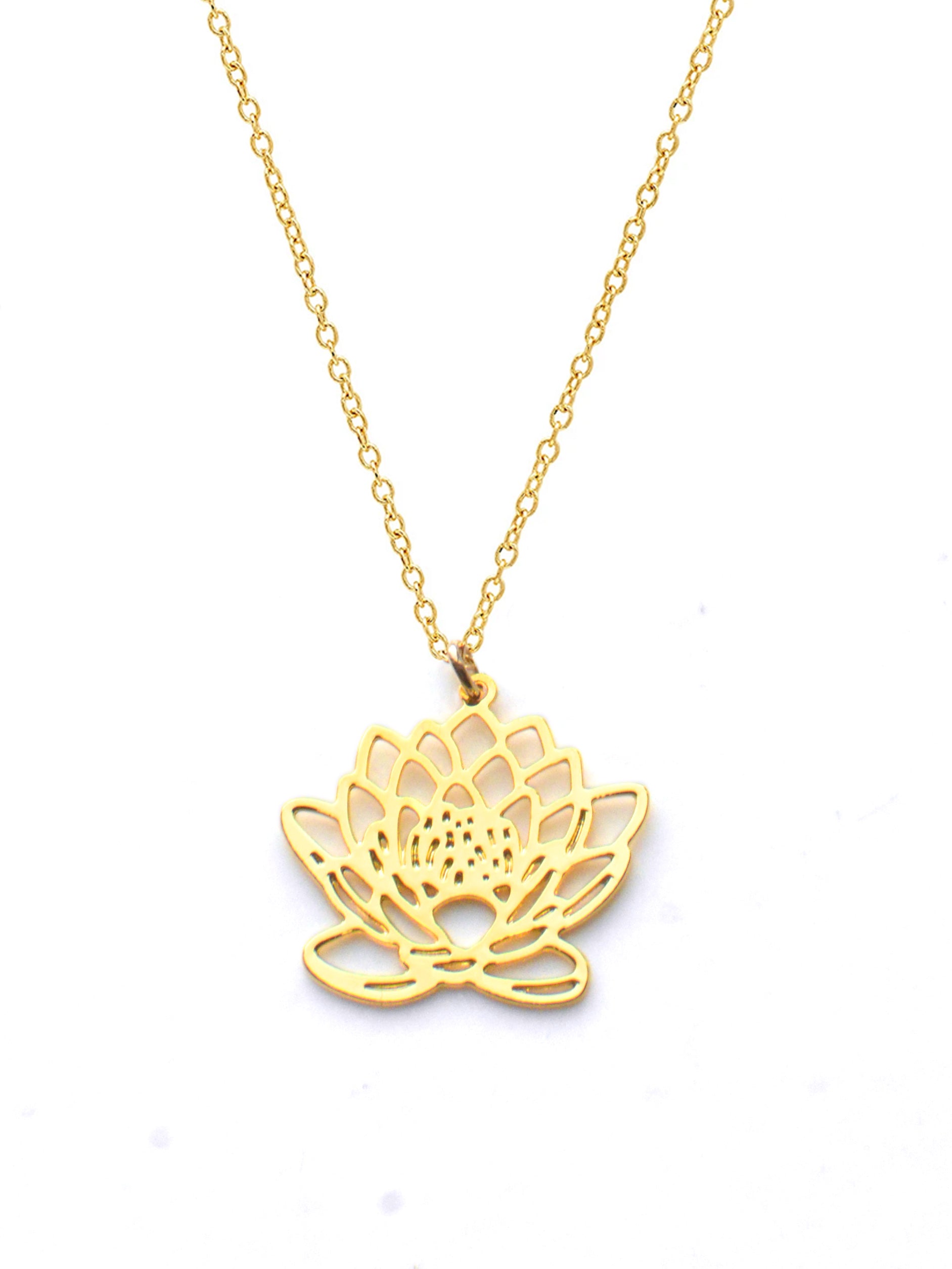 Water Lily Necklace - High Quality, Affordable, Whimsical, Hand Drawn Necklace - July Birthday Gift - Available in Gold and Silver - Made in USA - Brevity Jewelry