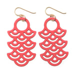 Lantern Earrings - High Quality, Affordable, Geometric Earrings - Available in Black and White Acrylic, Gold, Silver, and Limited Edition Coral Powdercoat Finish - Made in USA - Brevity Jewelry