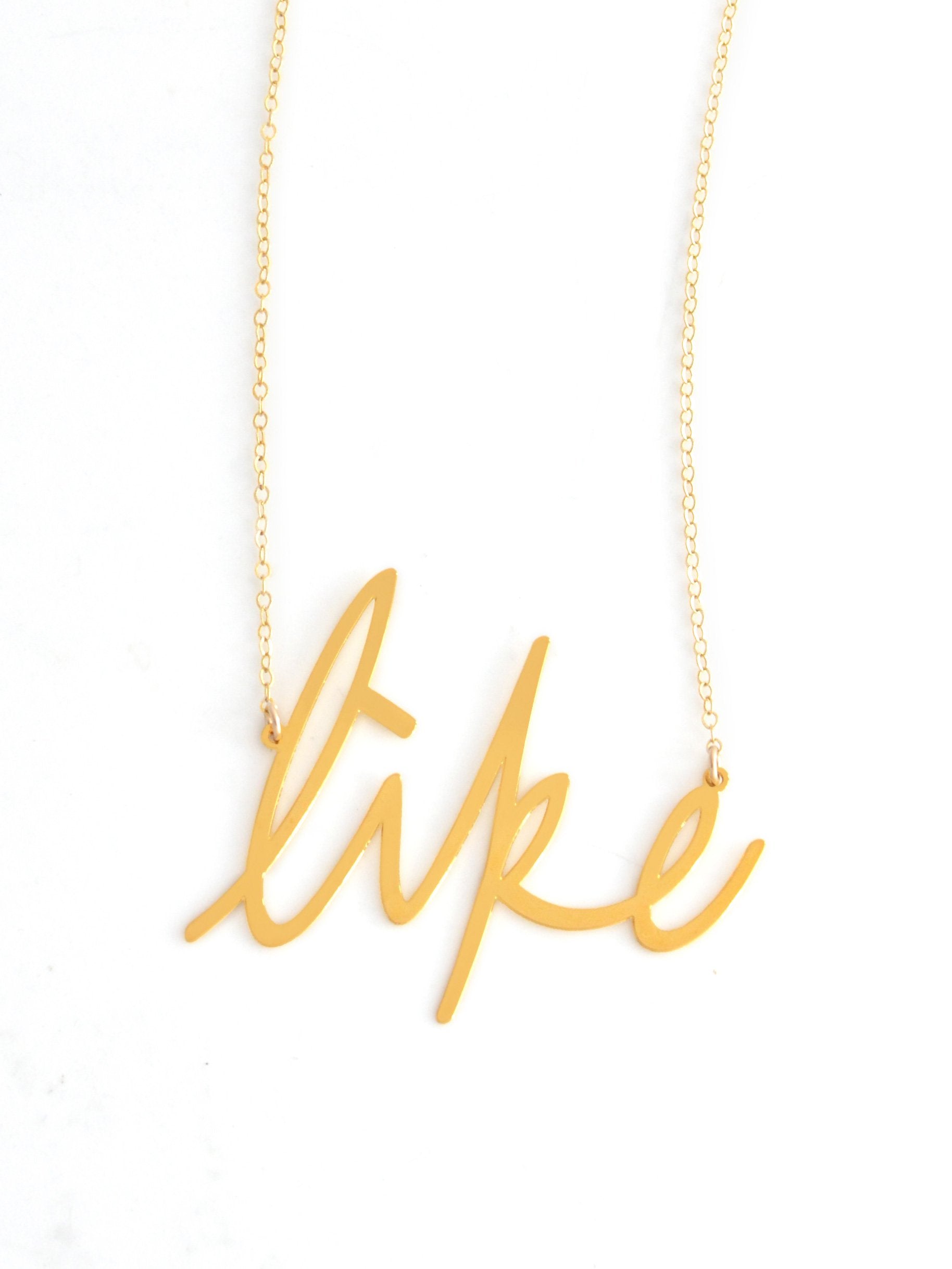 Like Necklace - High Quality, Affordable, Hand Written, Self Love, Mantra Word Necklace - Available in Gold and Silver - Small and Large Sizes - Made in USA - Brevity Jewelry