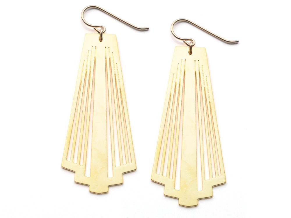Lillian Earrings - Art Deco, Great Gatsby, Jazz Age Style - High Quality, Affordable Earrings - Available in Gold and Silver - Made in USA - Brevity Jewelry