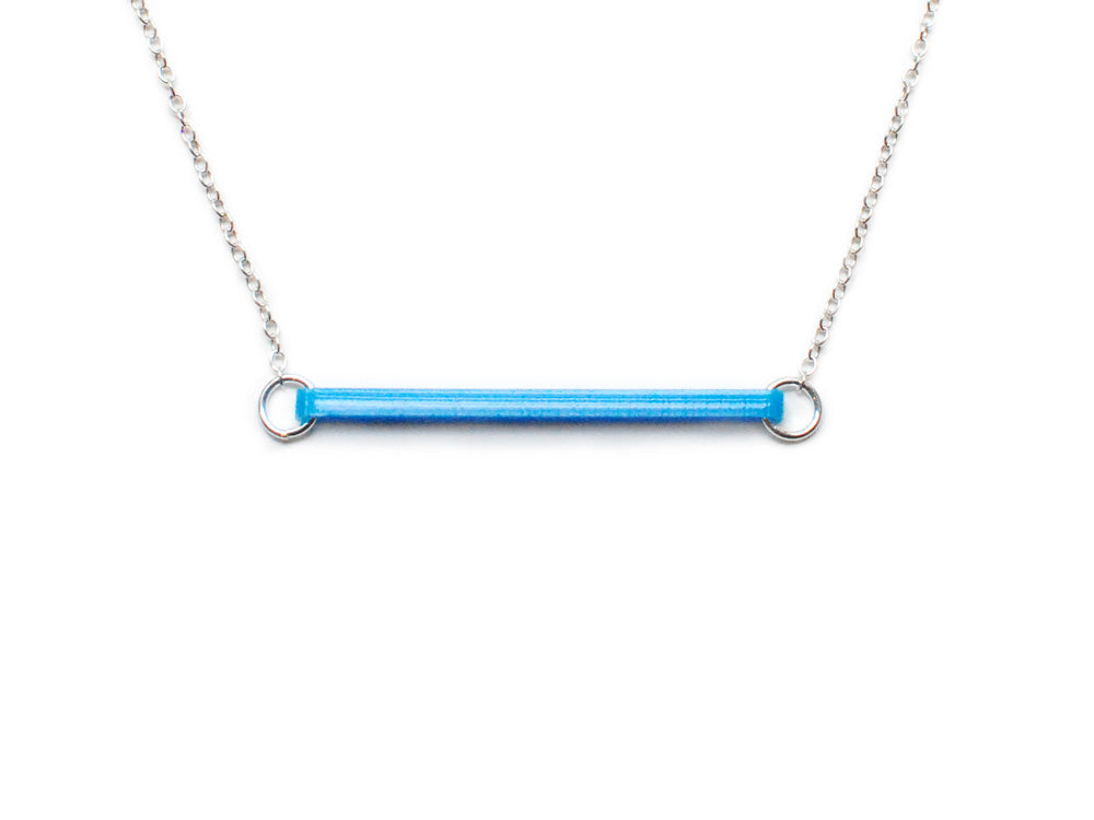 Line Necklace - Affordable Acrylic Necklace - Yellow, Blue or Gray - Silver Chain - Made in USA - Brevity Jewelry