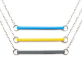 Lines Necklace - Affordable Acrylic Necklace - Yellow, Blue or Gray - Silver Chain - Made in USA - Brevity Jewelry
