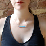 Line Necklace - Affordable Acrylic Necklace - Yellow, Blue or Gray - Silver Chain - Made in USA - Brevity Jewelry