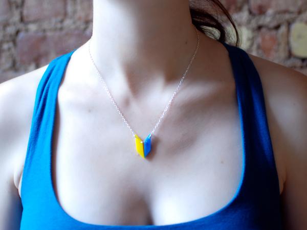 Arrow Necklace - Affordable Acrylic Necklace - Yellow, Blue or Gray - Silver Chain - Made in USA - Brevity Jewelry