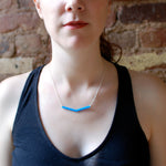 Feather Necklace - Affordable Acrylic Necklace - Yellow, Blue or Gray - Silver Chain - Made in USA - Brevity Jewelry