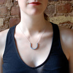 Large Horseshoe Necklace - Affordable Acrylic Necklace - Yellow, Blue or Gray - Silver Chain - Made in USA - Brevity Jewelry