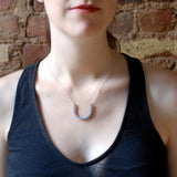 Large Horseshoe Necklace - Affordable Acrylic Necklace - Yellow, Blue or Gray - Silver Chain - Made in USA - Brevity Jewelry