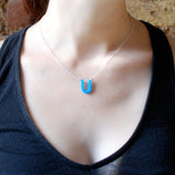 Small Horseshoe Necklace - Affordable Acrylic Necklace - Yellow, Blue or Gray - Silver Chain - Made in USA - Brevity Jewelry