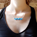 River Necklace - Affordable Acrylic Necklace - Yellow, Blue or Gray - Silver Chain - Made in USA - Brevity Jewelry