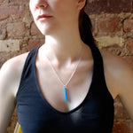 Bar Necklace - Affordable Acrylic Necklace - Yellow, Blue or Gray - Silver Chain - Made in USA - Brevity Jewelry