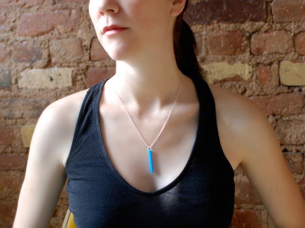Bar Necklace - Affordable Acrylic Necklace - Yellow, Blue or Gray - Silver Chain - Made in USA - Brevity Jewelry