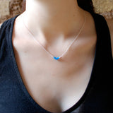Raindrop Necklace - Affordable Acrylic Necklace - Yellow, Blue or Gray - Silver Chain - Made in USA - Brevity Jewelry