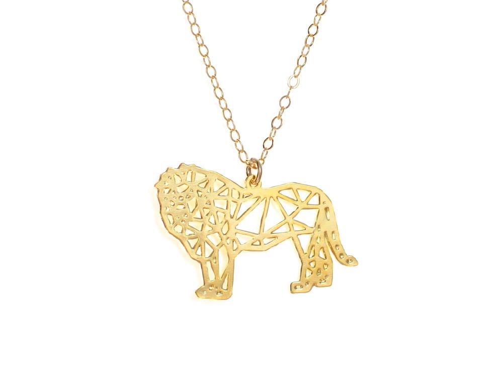 Lion Necklace - Wireframe Origami - High Quality, Affordable Necklace - Available in Gold and Silver - Made in USA - Brevity Jewelry
