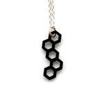 Little Hex Necklace - High Quality, Affordable, Geometric Necklace - Available in Black and White Acrylic, Gold, Silver, and Limited Edition Coral Powdercoat Finish - Made in USA - Brevity Jewelry