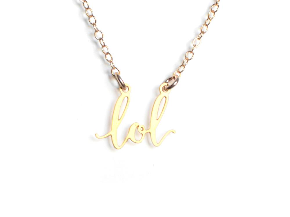 Lol Necklace - Texting Necklaces - High Quality, Affordable Necklace - Available in Gold and Silver - Made in USA - Brevity Jewelry