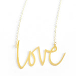 Love Necklace - High Quality, Affordable, Hand Written, Self Love, Mantra Word Necklace - Available in Gold and Silver - Small and Large Sizes - Made in USA - Brevity Jewelry