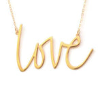 Love Necklace - High Quality, Affordable, Hand Written, Self Love, Mantra Word Necklace - Available in Gold and Silver - Small and Large Sizes - Made in USA - Brevity Jewelry