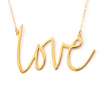 Love Necklace - High Quality, Affordable, Hand Written, Self Love, Mantra Word Necklace - Available in Gold and Silver - Small and Large Sizes - Made in USA - Brevity Jewelry