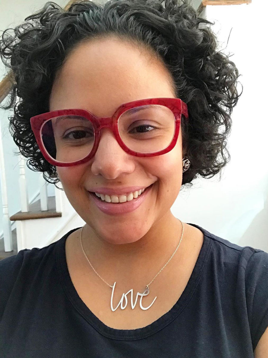 Love Necklace - High Quality, Affordable, Hand Written, Self Love, Mantra Word Necklace - Available in Gold and Silver - Small and Large Sizes - Made in USA - Brevity Jewelry