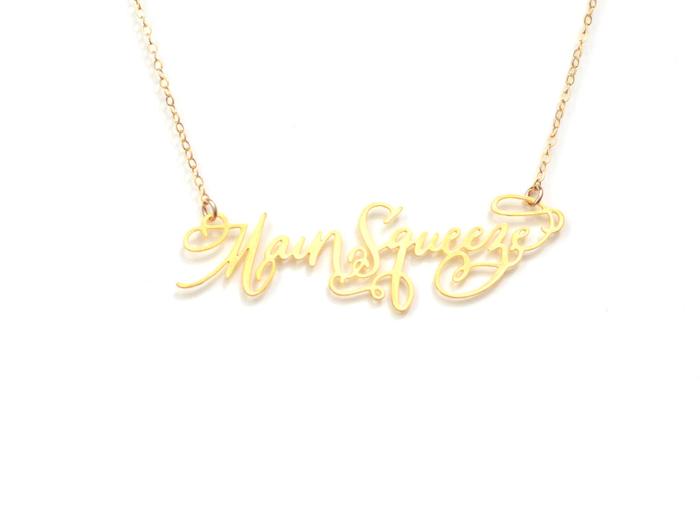 Main Squeeze Necklace - High Quality, Affordable, Endearment Nickname Necklace - Available in Gold and Silver - Made in USA - Brevity Jewelry