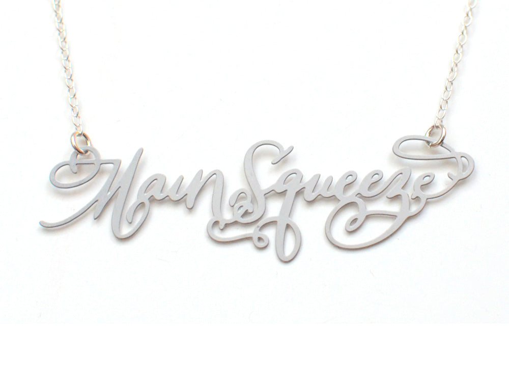 Main Squeeze Necklace - High Quality, Affordable, Endearment Nickname Necklace - Available in Gold and Silver - Made in USA - Brevity Jewelry