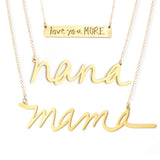 Mama Appreciation Gift Set - High Quality, Hand Written, Self Love Word Gift Set Necklaces - Featuring the Words Mama, Nana, Mimi, Gigi, Queen, Love, Gratitude, Magic Maker, Warrior, Love You More - Available in Gold and Silver - Small and Large Sizes - Made in USA - Brevity Jewelry - Gift for Mom or Grandma.