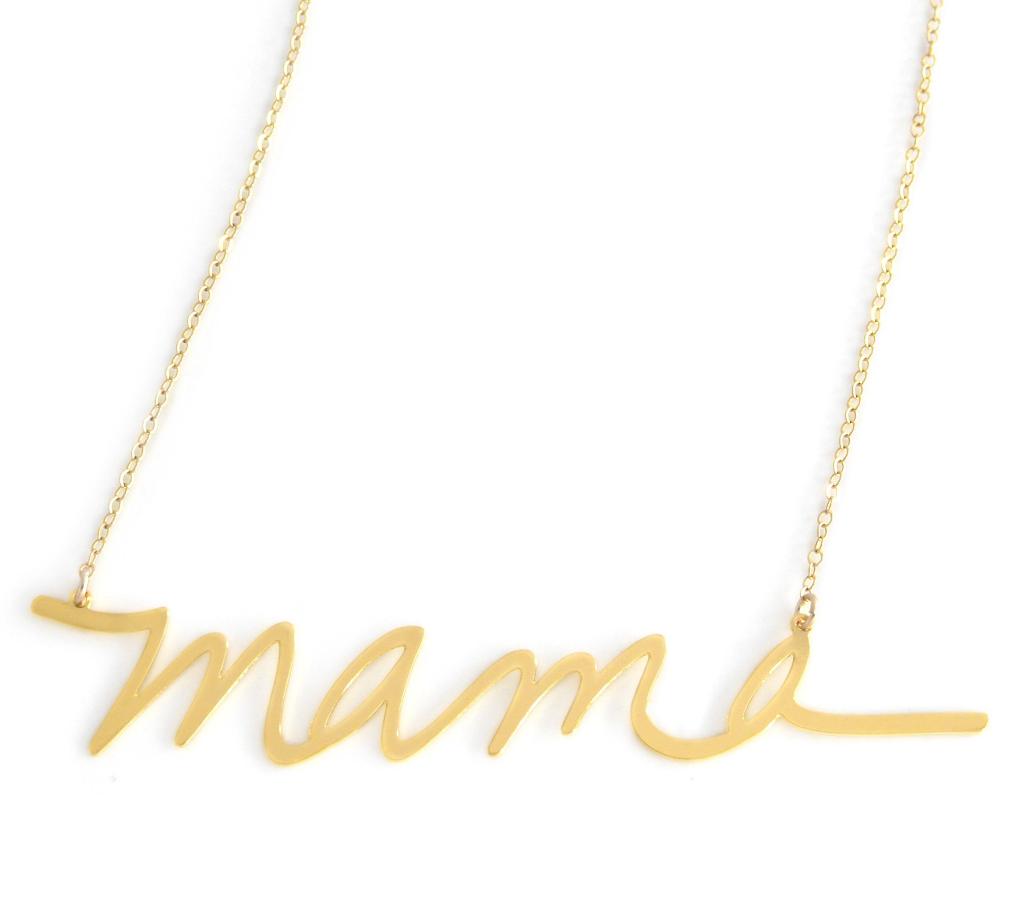 Mama Necklace - High Quality, Affordable, Hand Written, Self Love Word Necklace - Available in Gold and Silver - Small and Large Sizes - Made in USA - Brevity Jewelry - Gift for Mom