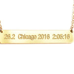 Custom Marathon Bar, Large Necklace - Customize It With Your Run Time - High Quality, Affordable Necklace - Available in Gold and Silver - Made in USA - Brevity Jewelry - Great Gift for Runners